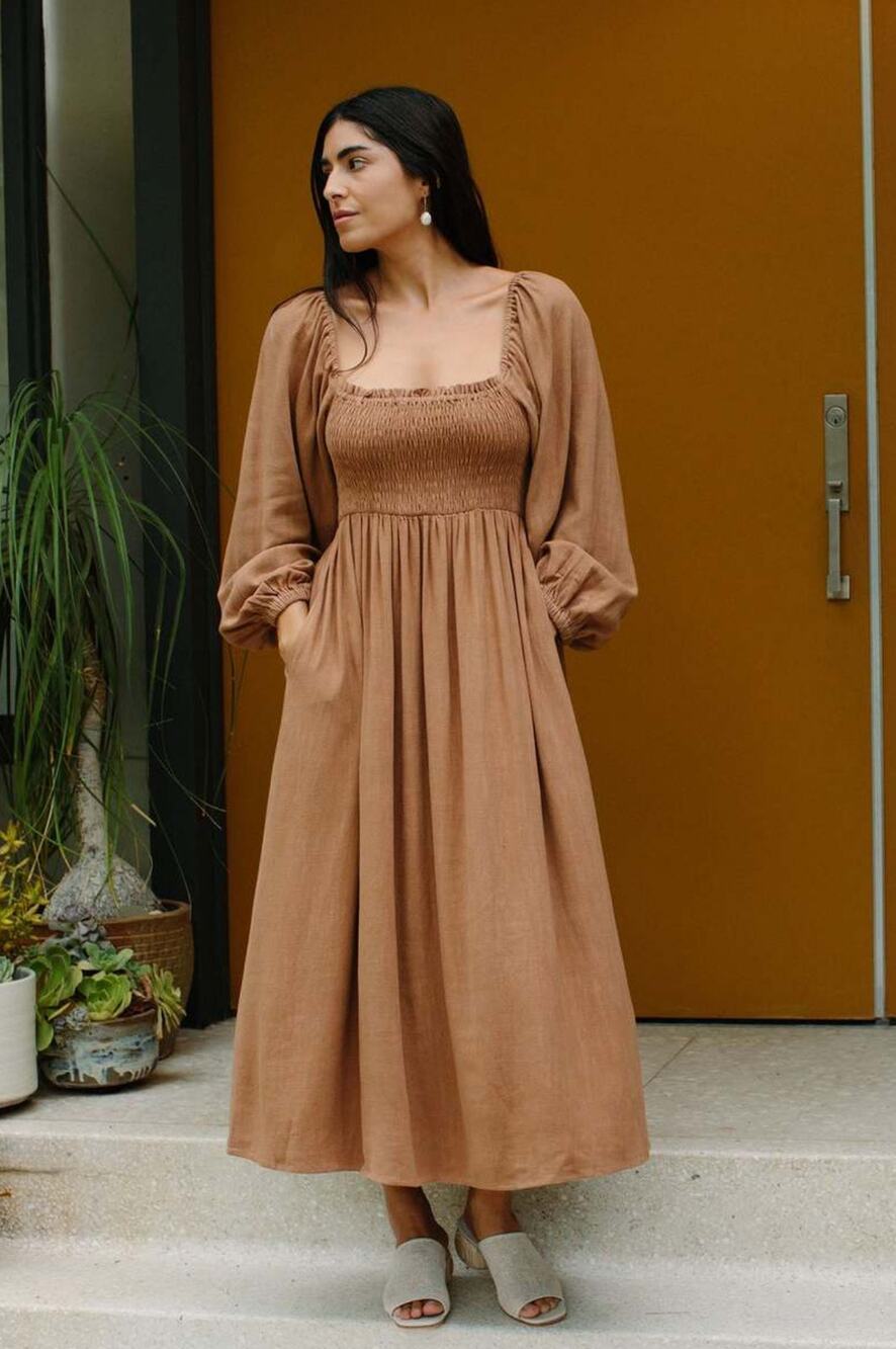 Rachel Pally Louise Midi Smocked Dress - Nutmeg - LG